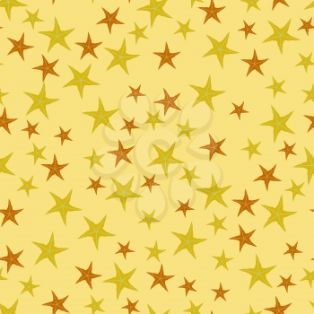 Exotic Seafish Seamless Pattern on Yellow Background