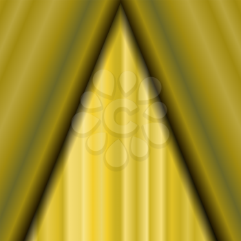 Cinema Closed Yellow Curtain. Yellow Textile Pattern. Cinema Stage.