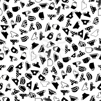 Set of Coffee Cups Seamless Pattern on White Background
