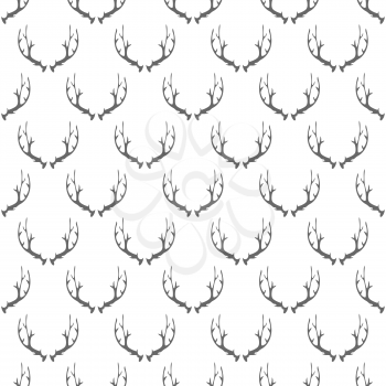 Animal Horns Seamless Pattern on White Background