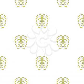 Human Brain Icon Seamless Pattern on White