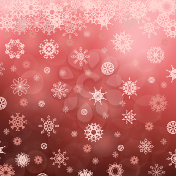 Winter Snowflake Red Pattern. Christmas Blurred Background