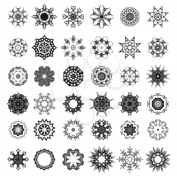 Set of Different Tribal Rosettes Tattoo Design Isolated on White Background. Polynesian Design