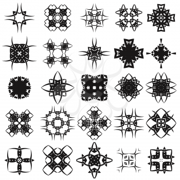 Set of Different Tribal Rosettes Tattoo Design Isolated on White Background. Polynesian Design