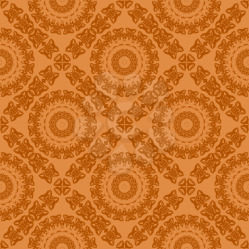 Orange Ornamental Seamless Line Pattern. Endless Texture. Oriental Geometric Ornament