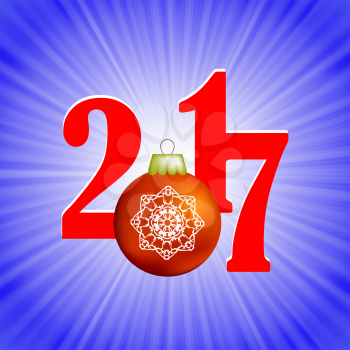 Christmas Banner. 2017 New Year Poster on Blue Winter Background