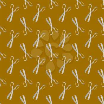 Scissors Seamless Pattern Isolated on Orange Background. Barber Symbol