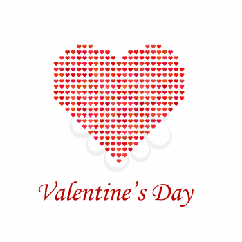 Valentines Day Romantic Banner with Red Heart on White Background.