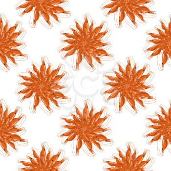 Cooked Red Shrimps Seamless Pattern on White Background. Tasty Sea Food.