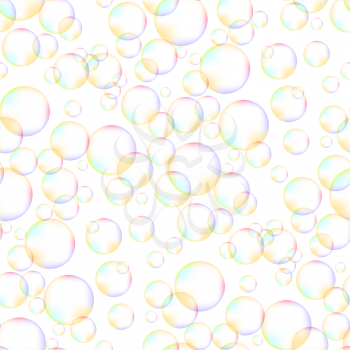 Colorful Foam Bubbles Seamless Pattern on White Background