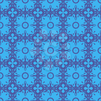 Decorative Retro Seamless Pattern. Ornamental Blue Background