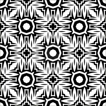 Decorative Retro Seamless Pattern. Ornamental Black White Background