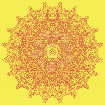 Orange Ornamental Line Pattern. Decorative Texture. Oriental Geometric Ornament