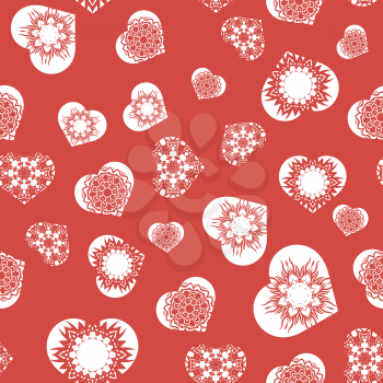 White Hearts Seamless Pattern. Valentines Day Background. Symbol of Love