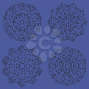 Blue Ornamental Line Pattern. Endless Texture. Oriental Geometric Ornament