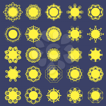 Different Sun Icons Isolated on Blue Background
