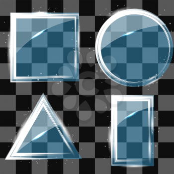 Different Glass Banners on Grey Checkered Background