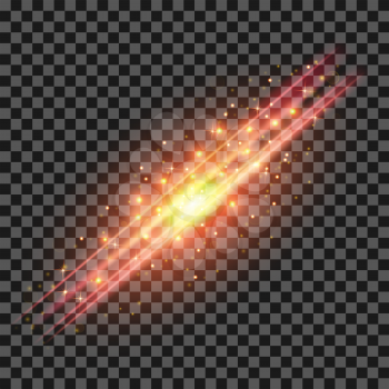 Starry Light Background. Yellow Red Glowing Lines. Speed Motion Effect. Sparcle Glitter Trail