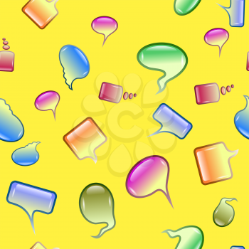 Colorful Speech Bubbles Seamless Pattern on Yellow Background