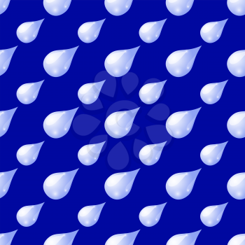 Water Drops Seamless Pattern on Blue Background