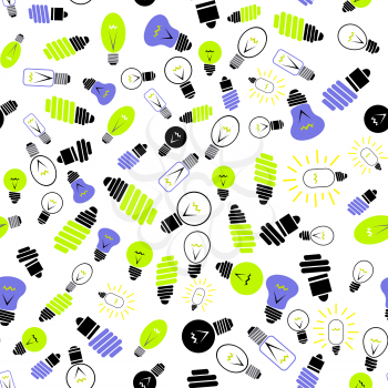 Electric Lamp Seamless Pattern on White Background