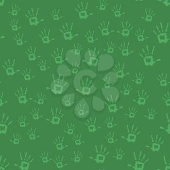 Human Hands Seamless Pattern Isolated on Green Background