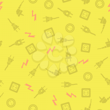 Plugs Seamless Pattern Isolated on Yellow Background