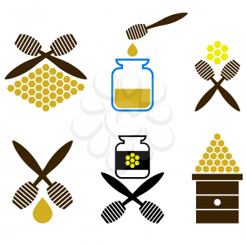 Set of Honey Icon Isolated on White Background