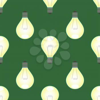 Electric Lamp Seamless Pattern on Green Background