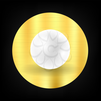 Natural White Pearl on Yellow Metallic Circle