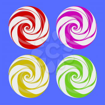 Set of Colorful Sweet Candy Isolated on Blue Background