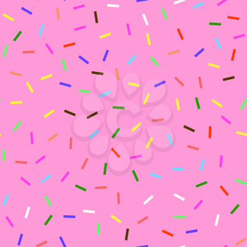 Sweet Donut Pink Texture. Glaze and Colored Sprinkles Seamless Pattern