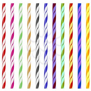 Colorful Striped Drinking Straws Isolated on White Background