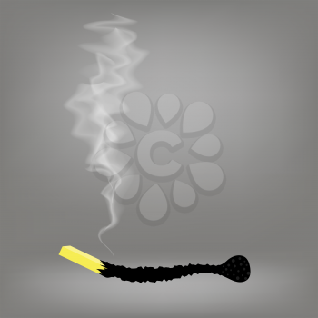 Burnt Match with Smoke Isolated on Grey Blurred Background