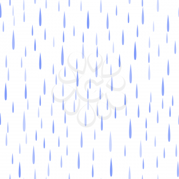 Seamless Blue Rain Drops Pattern on White Background