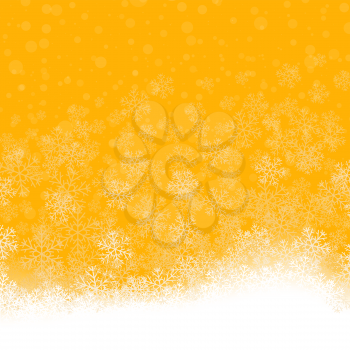Snowflakes Pattern on Yellow Background. Winter Christmas Decorative Texture