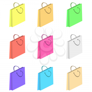 Colorful Shopping Paper Bags Isolated on White Background