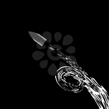 Metal Bullet Silhouette with Particles Isolated on Black Background
