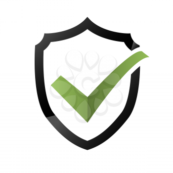 Security Check Icon, Shield Logotype, Protect Sign Isolated on White Background. Mark Approved Logo, Guard Symbol, System Privacy Set