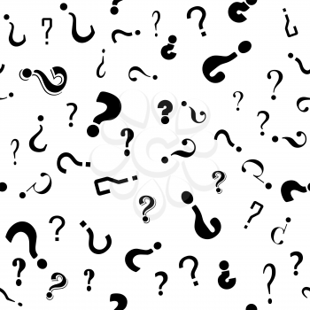 Question Mark Seamless Pattern on White Background. Simple Icon for Web Sites, Web Design, Mobile App, Info Graphics