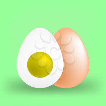 Brown Easter Egg Icon on Green Background.