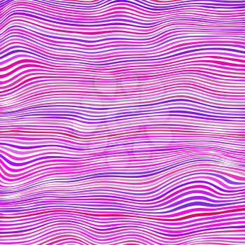 Pink Striped Pattern. Wavy Ribbons on White Background. Curvy Lines Texture.