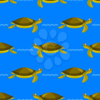 Ocean Turtle Seamless Pattern Isolated on Blue Background. Sea Graphic Simple Animal Texture