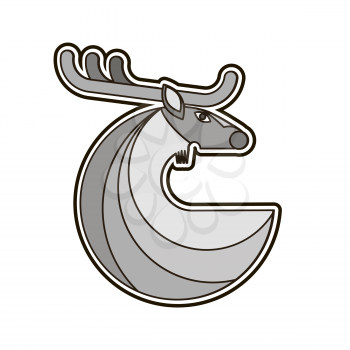 Grey Deer Round Icon Isolated on White Background