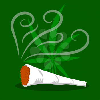 Green Cannabis Leaves Pattern. Drug Consumption, Marijuana Use. Burning Joint