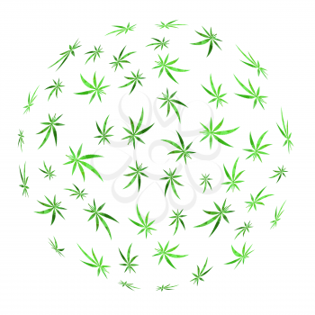 Green Cannabis Leaves Background. Green Medical Marijuana Pattern. Floral Logo Design