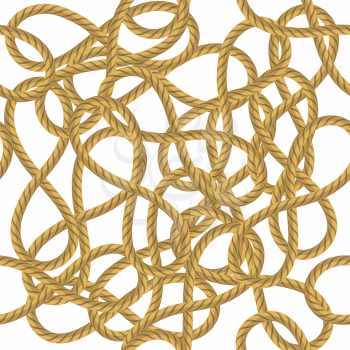Rope with Knot Seamless Pattern on White Backround
