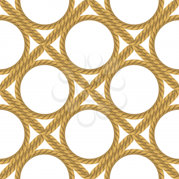 Rope Seamless Pattern on White Background. Rope Texture.