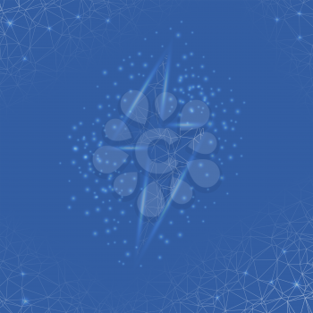 Thunder and Bolt Lighting Polygonal Flash Logo on Blue Background