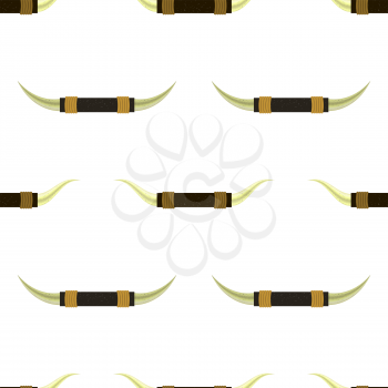 Bull Horns Seamless Pattern Isolated on White Background.